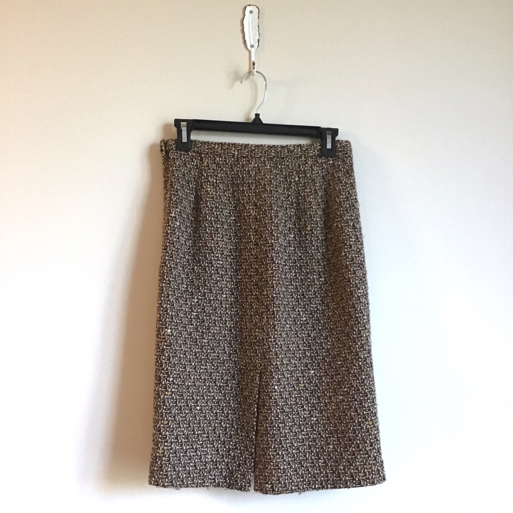 Ann Taylor LOFT brown wool tweed pencil skirt - Picture 5 of 8
